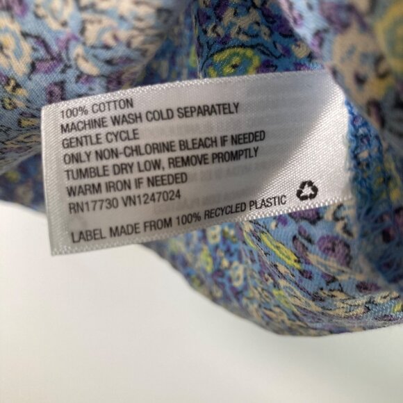 Womens Universal Thread V Neck Baby Doll Floral Top Blue White XS Cotton Cropped - Picture 8 of 9